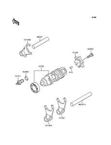 BJ250 Gear change drum & forks