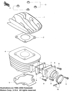 KDX80 Cylinder head / cylinder / reed valve