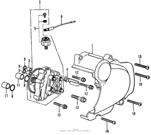 CB350 Left crankcase cover + oil pump