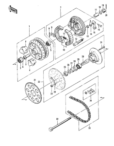 KZ400 Rear hub / brake / chain