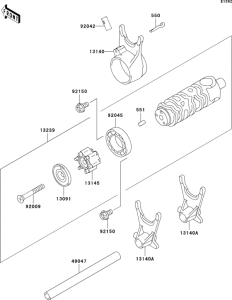 EX500 Валы и вилки переключения передач