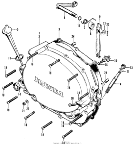 CB125S Right crankcase cover + clutch lever