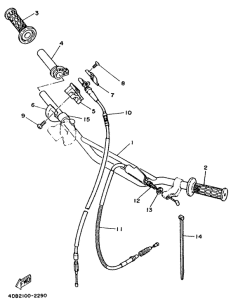 YZ125D Steering handle. cable