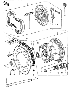 KDX420 Rear hub / brake / chain