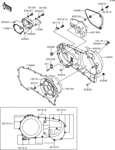 VN1500 Крышки двигателя правые
