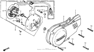 XL80S Left crankcase cover + alternator