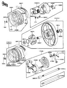KZ440 Rear wheel / hub / brake / belt