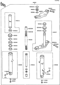 EX250 Передняя вилка