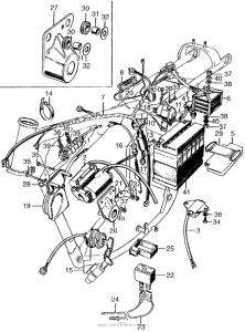 CB450 Wire harness + battery