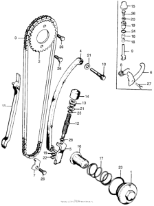 XL100 Cam chain tensioner + oil filter screen
