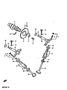 DR125 Распределительный вал-клапаны