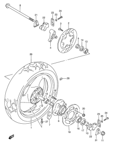 GSF600 Rear wheel complete assy