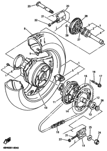 GTS1000A Rear wheel complete assy