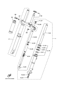 TW225E Front fork assy(ur silv