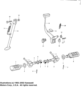 KS125 Footrests / stand / brake pedal