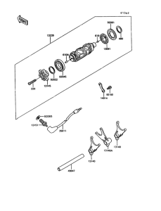 VN750 Валы и вилки переключения передач