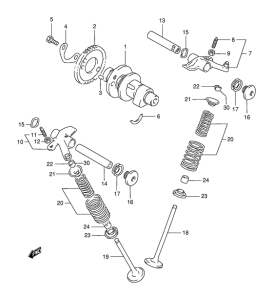 DR350 Распределительный вал-клапаны