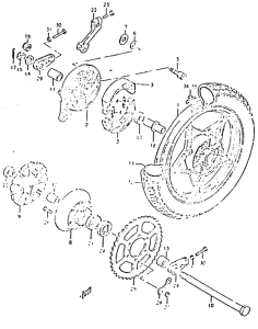 GSX400 Rear wheel complete assy