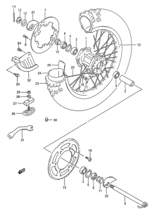 RMX250 Rear wheel complete assy