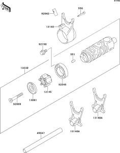 ER500 Валы и вилки переключения передач