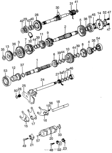 TL125 Gearshift + transmission + kick starter
