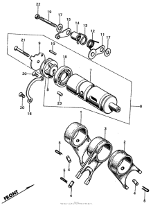 CL450 Gearshift drum + shift fork