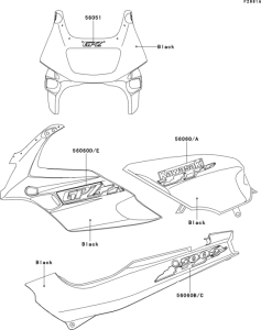 EX500 Decals(black)(ex500-d1)