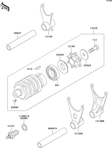 ZX600 Валы и вилки переключения передач