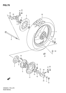 GS500 Rear wheel complete assy
