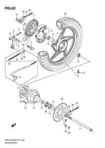 EN125-2 Rear wheel complete assy