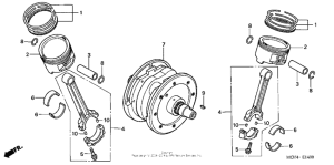 VTX1800F3 Коленчатый вал и поршни