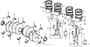 CB550 Коленчатый вал и поршни