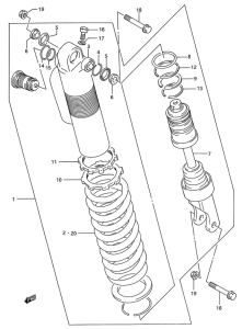 RM250 Абсорбер удавный в сборе задний