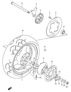 GSF1200S (ABS) Rear wheel complete assy