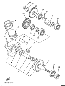 DT125LC Коленчатый вал и поршни