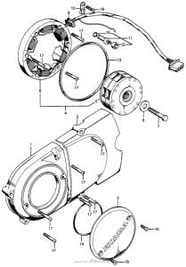 CL100 Left crankcase cover + alternator