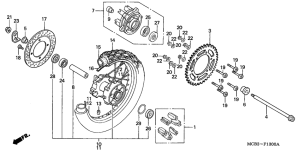 XL650V Rear wheel complete assy
