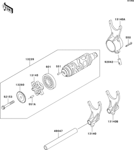 VN1600 Валы и вилки переключения передач