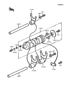 Z250 Gear change drum & forks