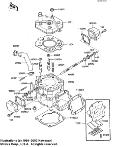 KX125 Cylinder head / cylinder / reed valve