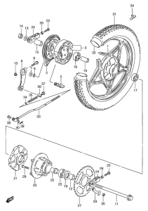 GS125 Rear wheel complete assy
