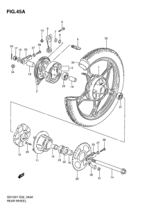 GN125 Rear wheel complete assy