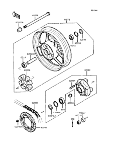 ZX400 Заднее колесо и цепь