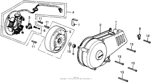 MR250 Left crankcase cover + alternator