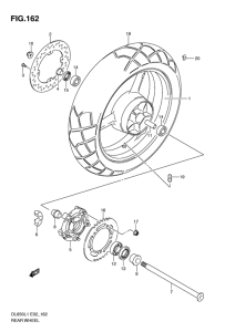 DL650 Rear wheel complete assy
