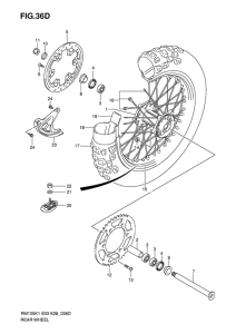 RM125 Rear wheel complete assy