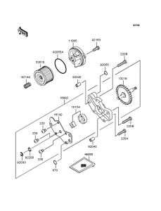 KLX250 Масляный насос и фильтр
