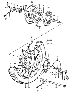 GS250 Rear wheel complete assy