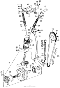 TL125 Camshaft + chain tensioner + crankshaft