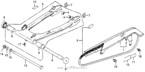 CB750 Swingarm + drive chain + chain case